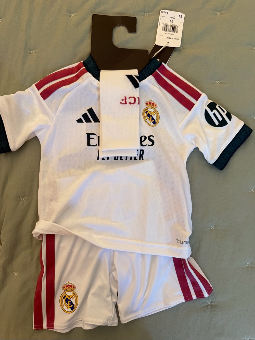 adidas Kids White and Red Real Madrid Soccer Kit